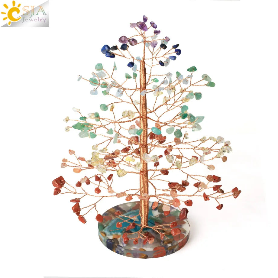 7 Chakra Crystal Money Tree – Natural Healing Stone Decor for Energy Balance, Feng Shui, and Home Office Decoration