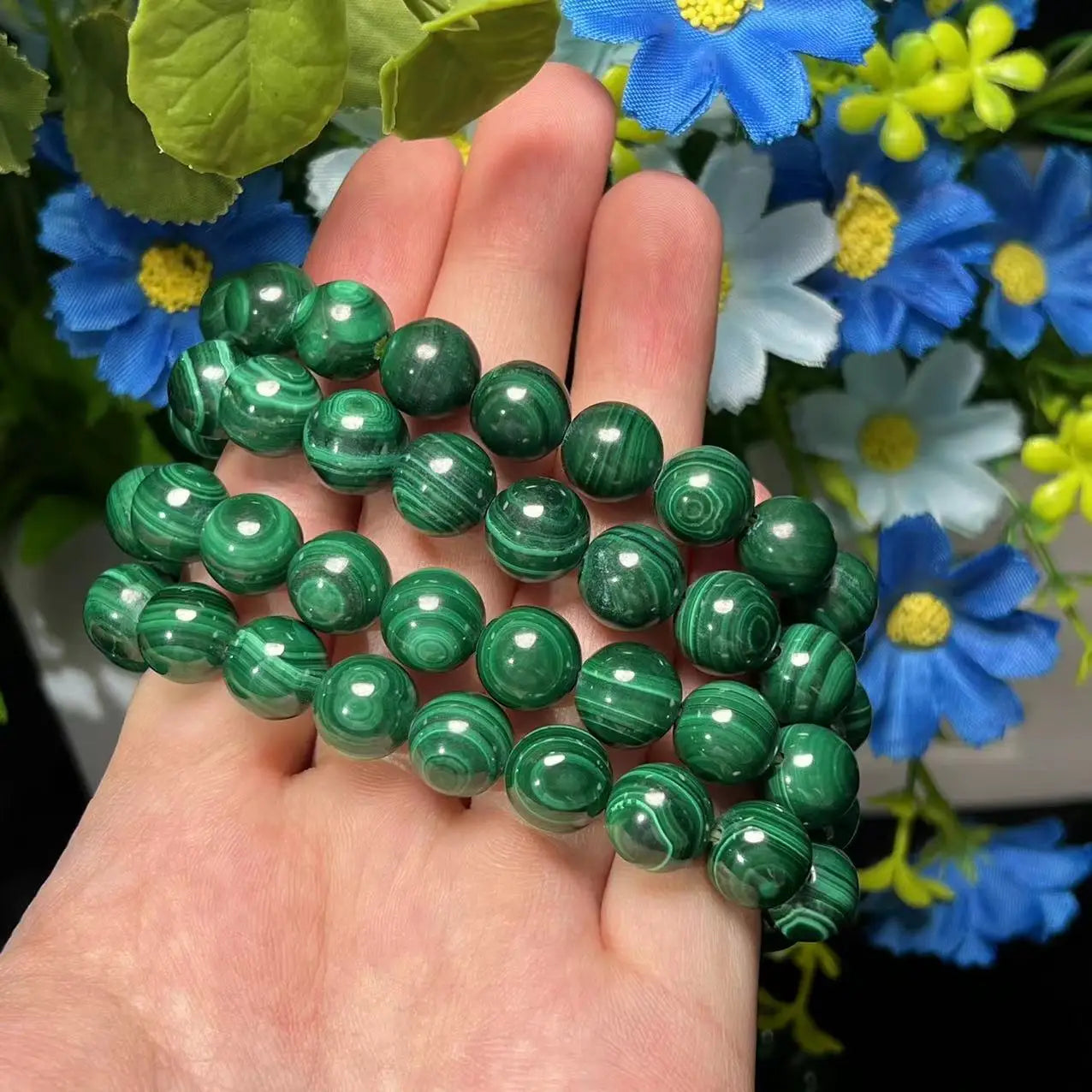 10/12MM Natural Crystal Malachite Bracelet – High-Quality Colorful Beads | Handmade Healing Jewelry