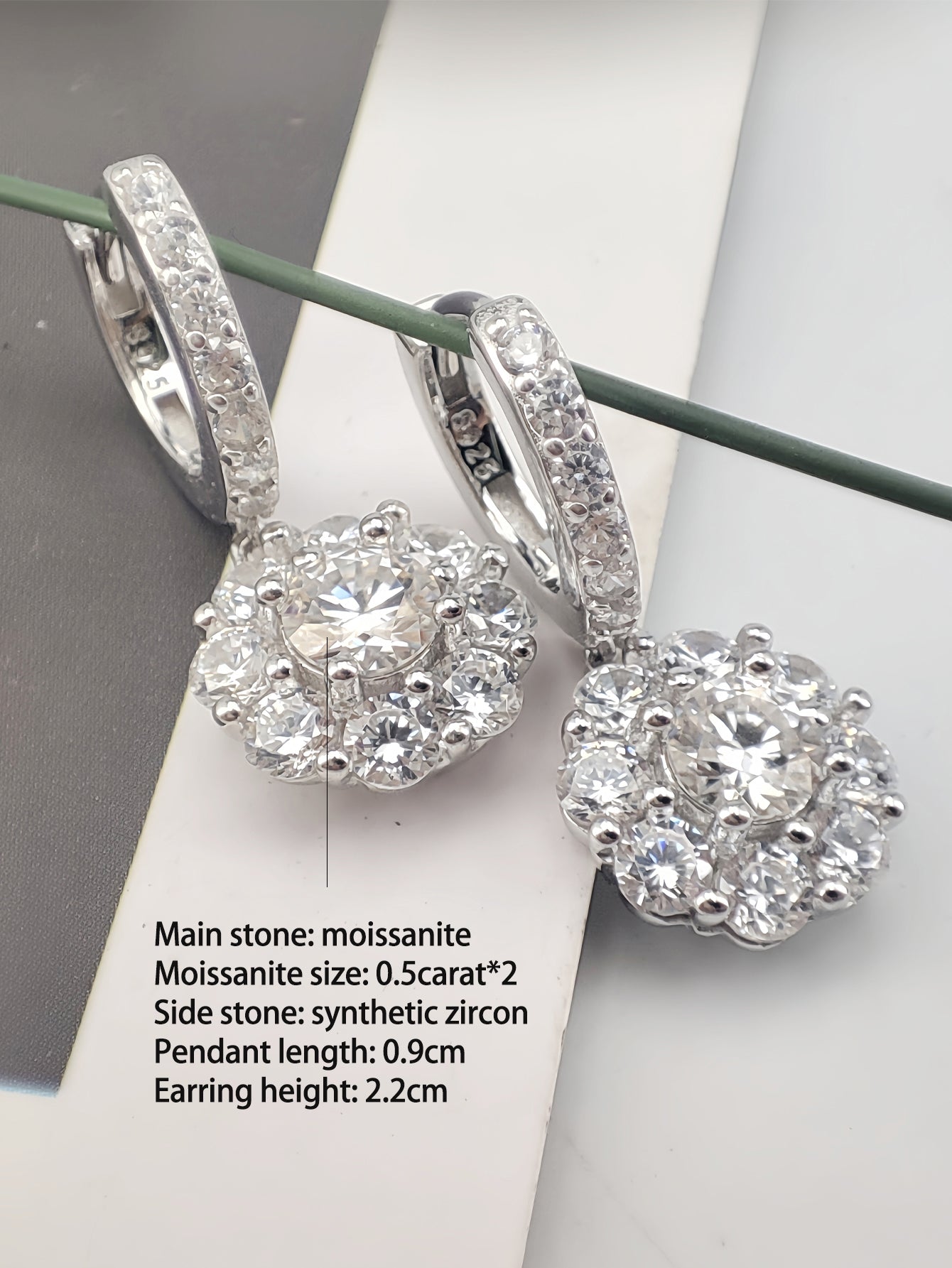 0.5 Carat Round Brilliant Moissanite Drop Earrings – S925 Sterling Silver Jewelry for Women