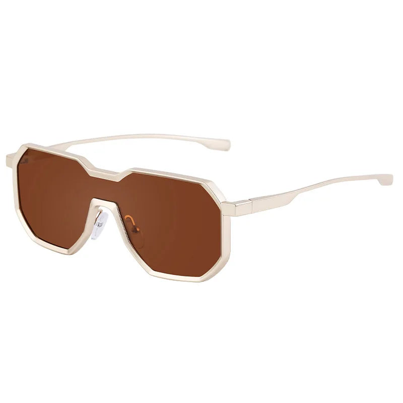 Steampunk Metal Frame Sunglasses for Men | Irregular One-Piece UV400 Designer Shades Logan