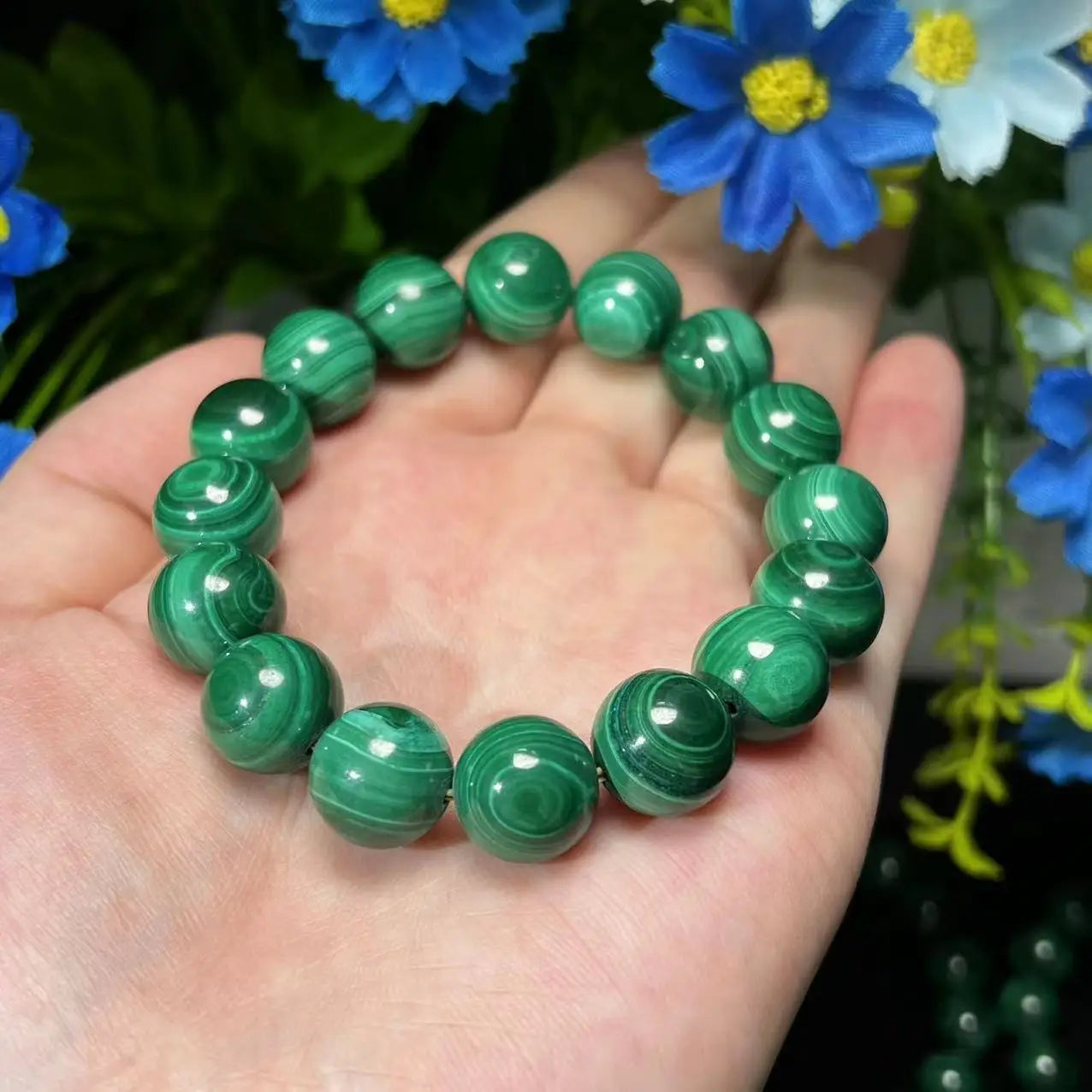 10/12MM Natural Crystal Malachite Bracelet – High-Quality Colorful Beads | Handmade Healing Jewelry