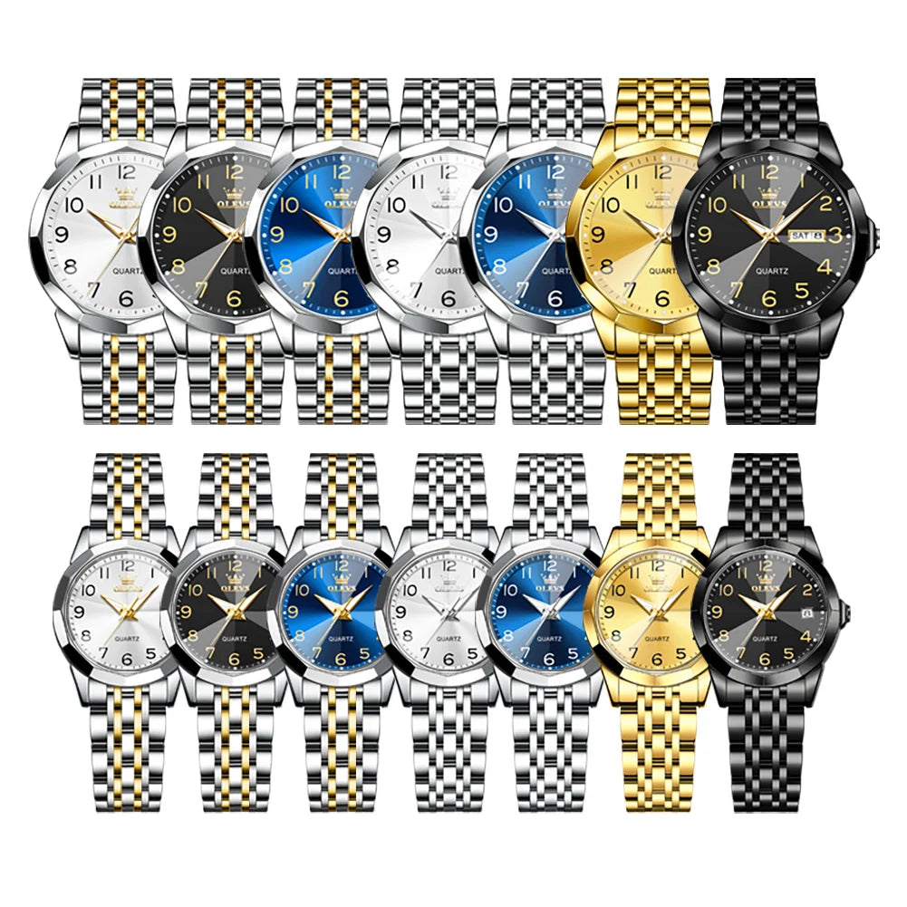 OLEVS 9970 Fashion Quartz Watches: Affordable Business Wrist Watches for Men & Women | Perfect Couple Gift Set