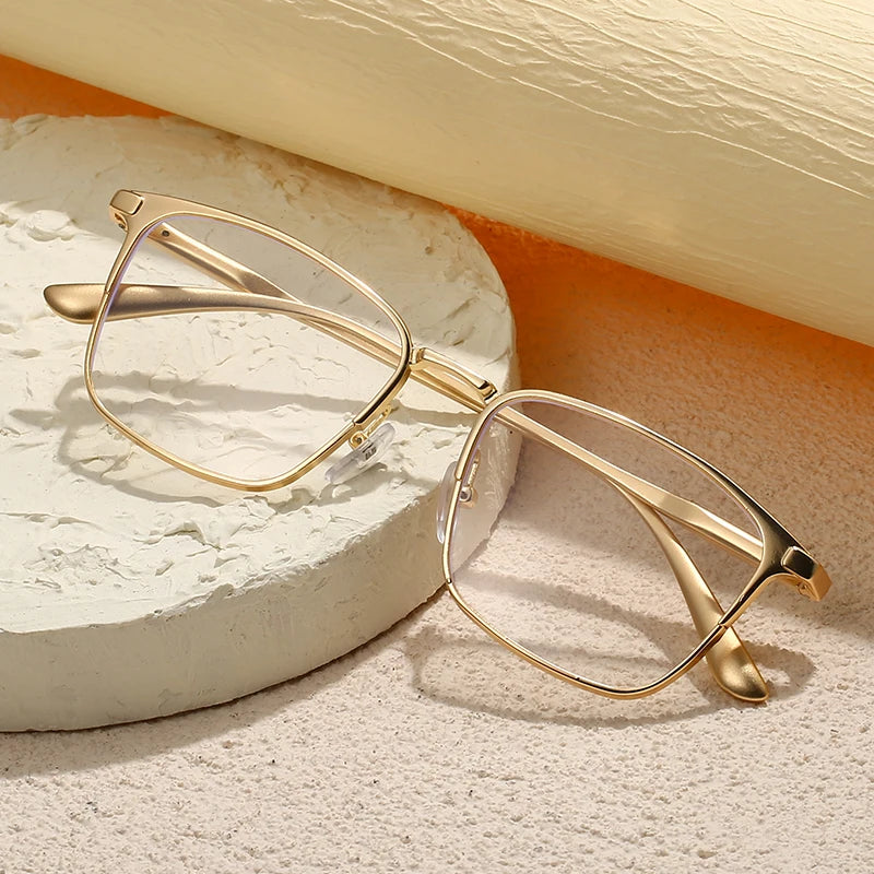 Metal Squared Frame Photochromic Polarized Lens Unisex Men Women Glass Frame