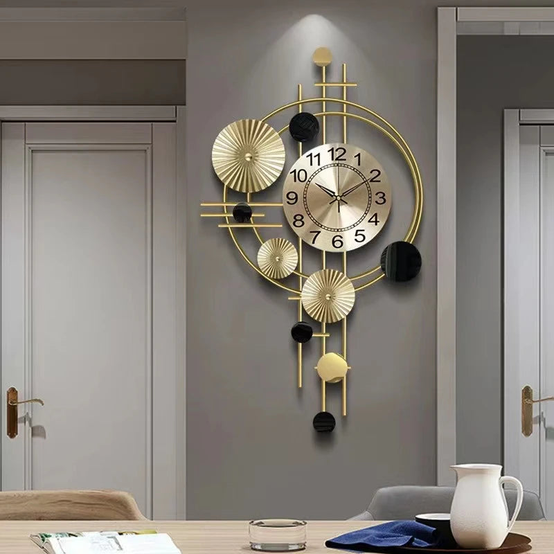 Modern Luxury Metal Wall Clock – Silent Quartz Hanging Clock for Living Room and Home Decor