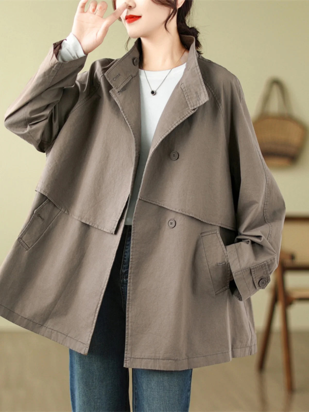 Autumn Women's Jackets – Fashionable Loose Fit Mid-to-Long Casual Style Arya