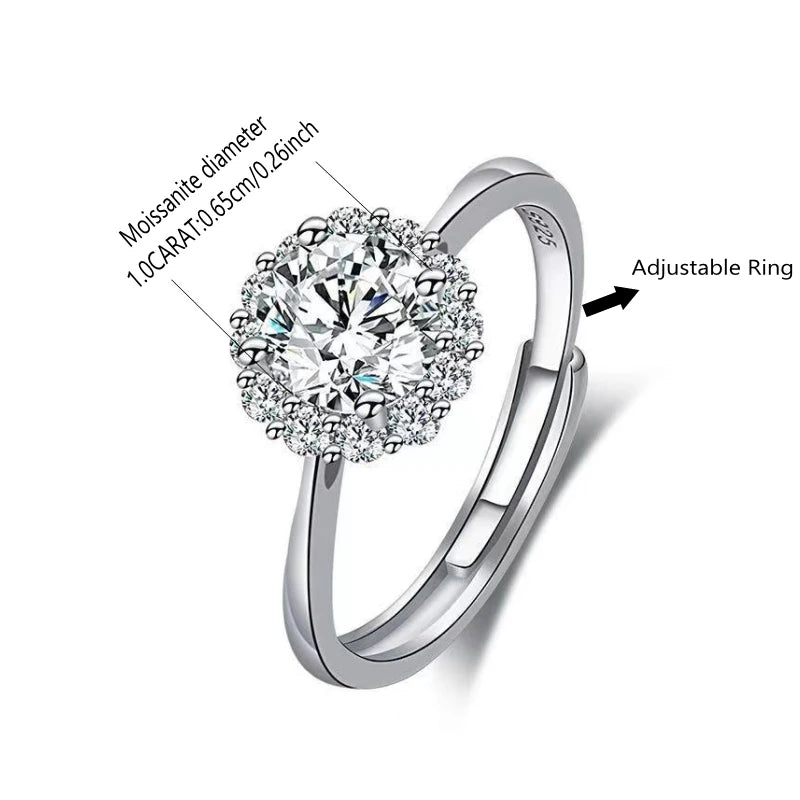 1 Carat Moissanite Stars and Moon Ring – 925 Sterling Silver, Elegant Light Luxury Design for Women Edith