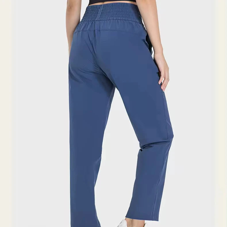 Women Quick-Dry Gym Jogger Pants With Pocket Fitness Running Wear Breathable Solid Pattern Adult Size