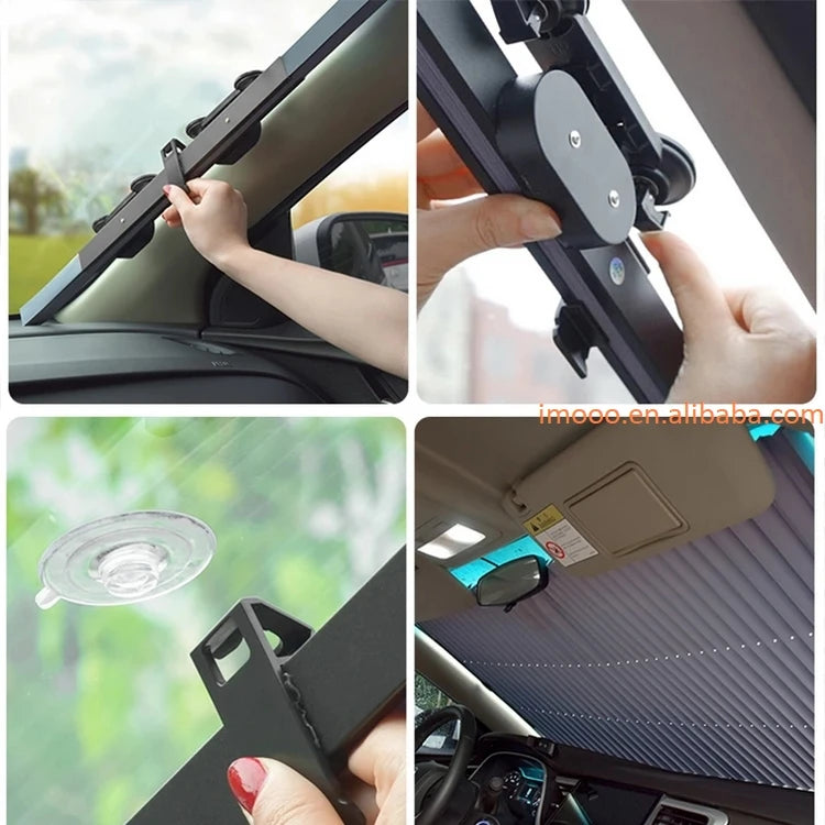 80x200cm Retractable SUV Windshield Sun Shade | Anti-UV Reflective Folding Cover