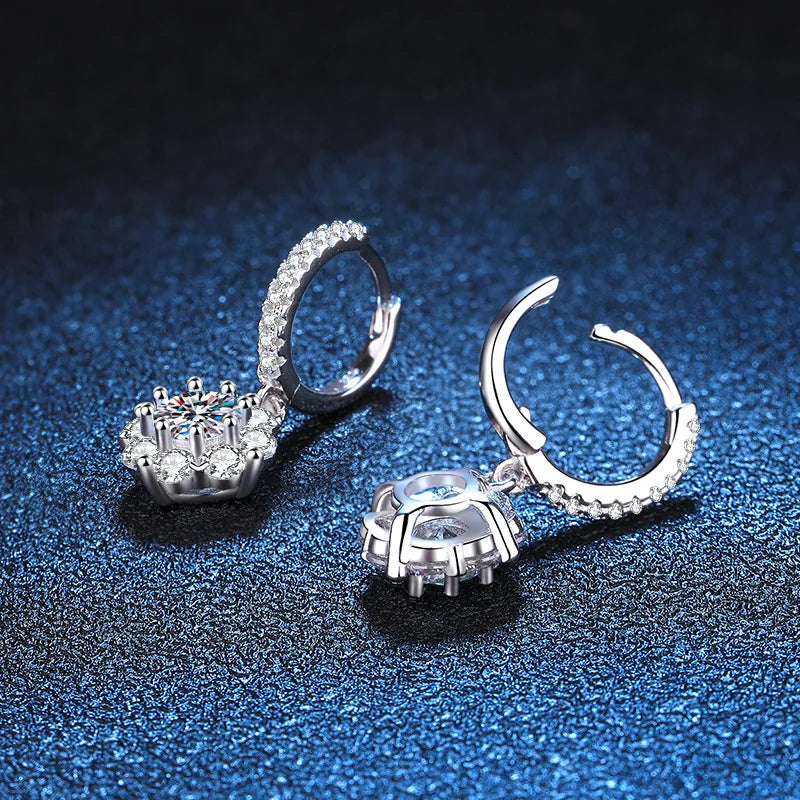 925 Sterling Silver 1-Carat Moissanite Earrings | Snowflake Screw Back Design Rica