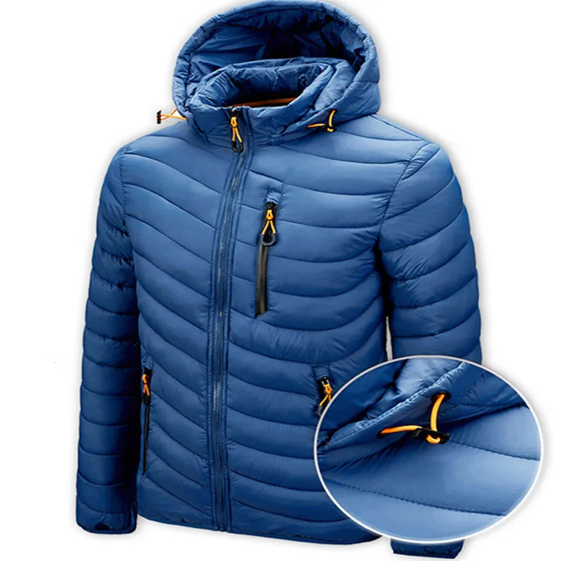 Men's Hooded Casual Cotton Light Down Jacket - Warm Winter Coat & Trench Perrin