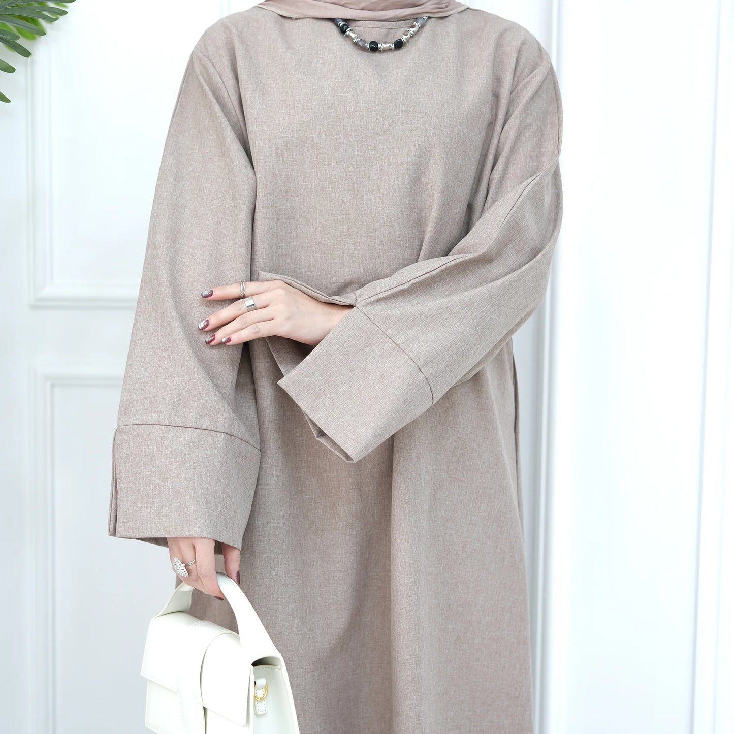Modest Linen Abaya – Simple Closed Muslim Dress for Women | Islamic Clothing, Traditional Tunisian Style Fatima