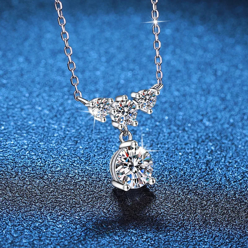 Elegant Moissanite Necklace | Sterling Silver with Gold Accent - Perfect Gift Leena
