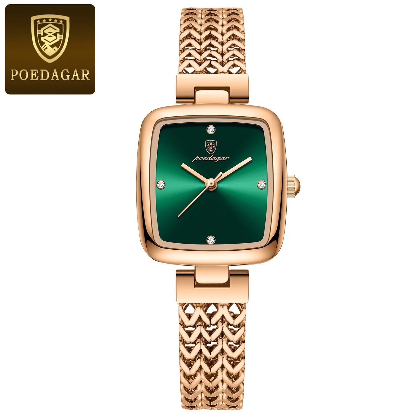 POEDAGAR 768 Luxury Women's Wristwatch – Elegant Waterproof Stainless Steel Diamond Quartz Watch for Ladies Reina