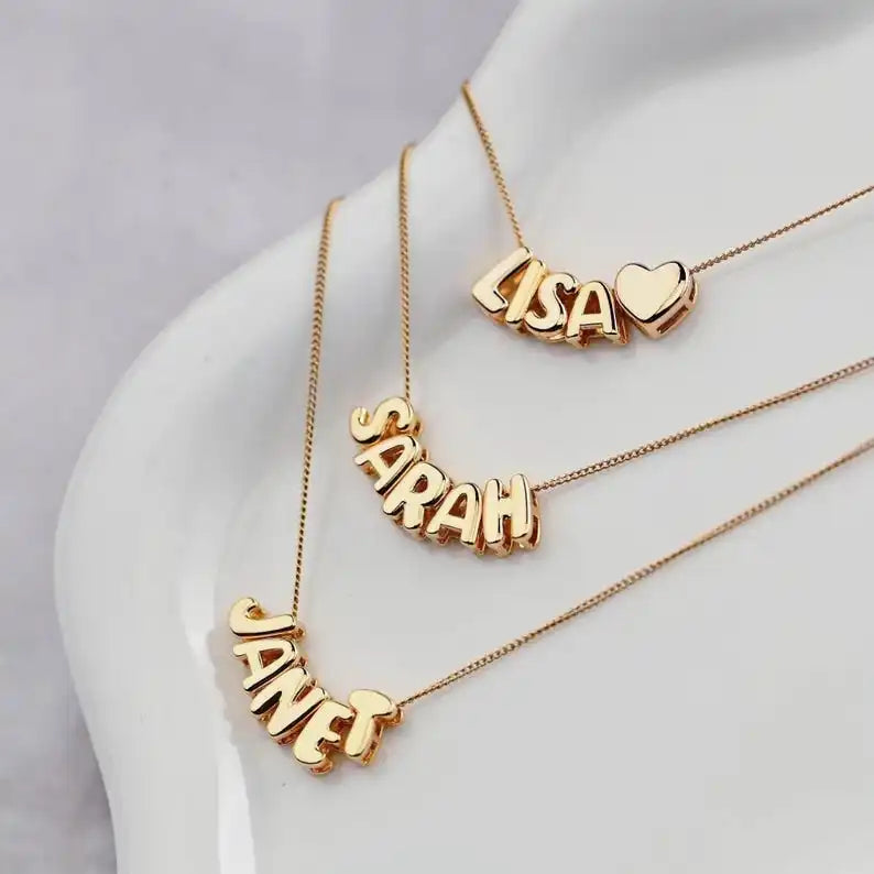 Personalized Custom Name Necklace – 18K Gold Plated Stainless Steel Letter Pendant Jewelry for Women & Couples