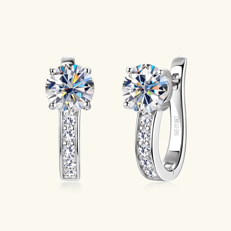 Minimalist 925 Sterling Silver Hoop Earrings for Women – Shiny Moissanite, Gold Plated Design