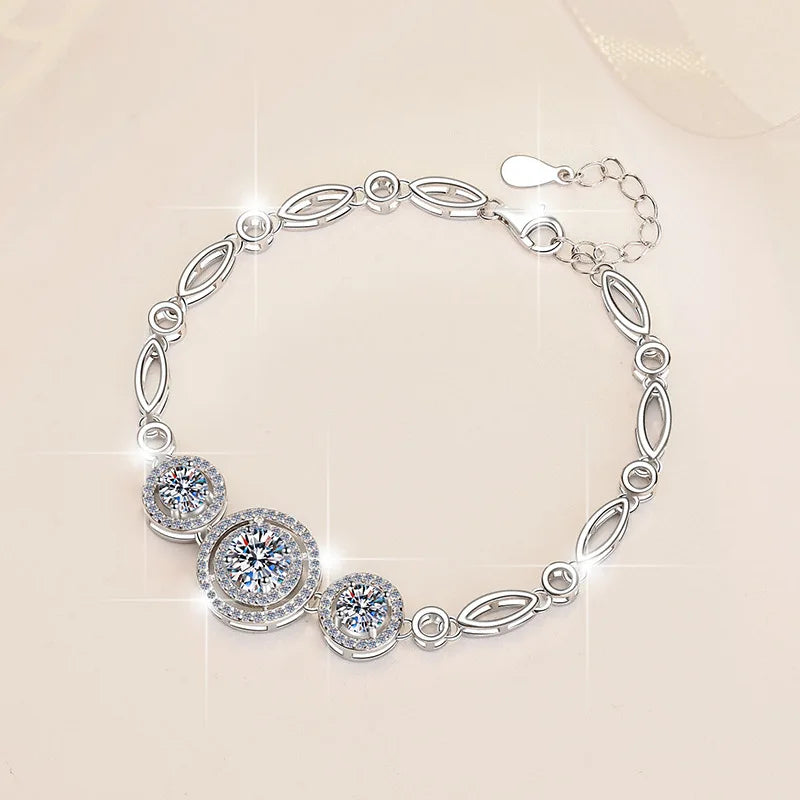 S925 Silver 2-Carat Moissanite Round Bead Bracelet Leslie
