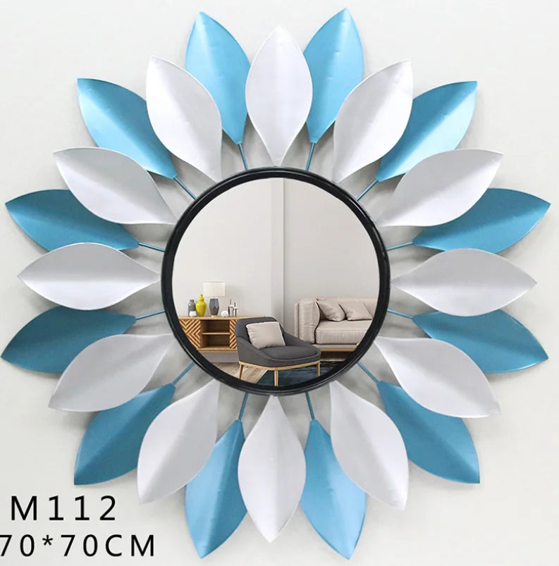 Metal Nordic Style Flower Shape Mirror – Modern Living Room Sofa Background Wall & Porch Decoration