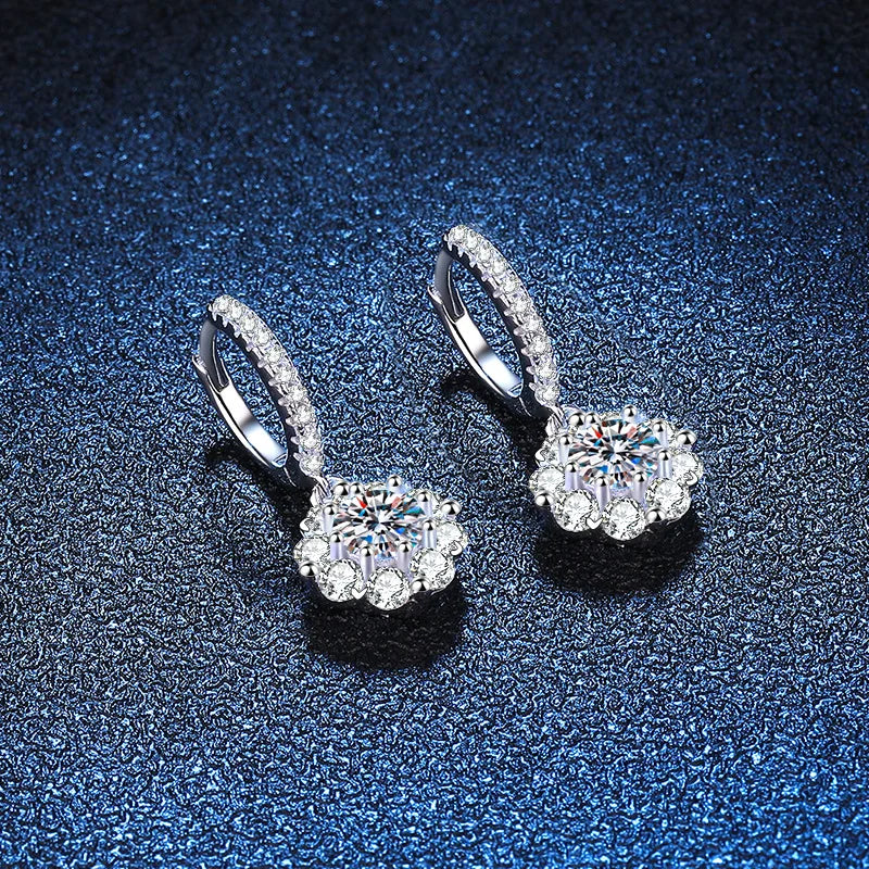 925 Sterling Silver 1-Carat Moissanite Earrings | Snowflake Screw Back Design Rica