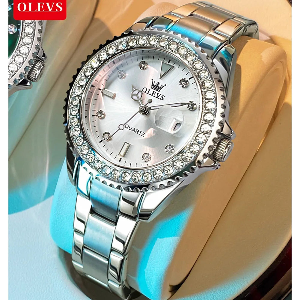 OLEVS 9945 Women's Waterproof Stainless Steel Watch – Automatic Quartz Wristwatch for Women
