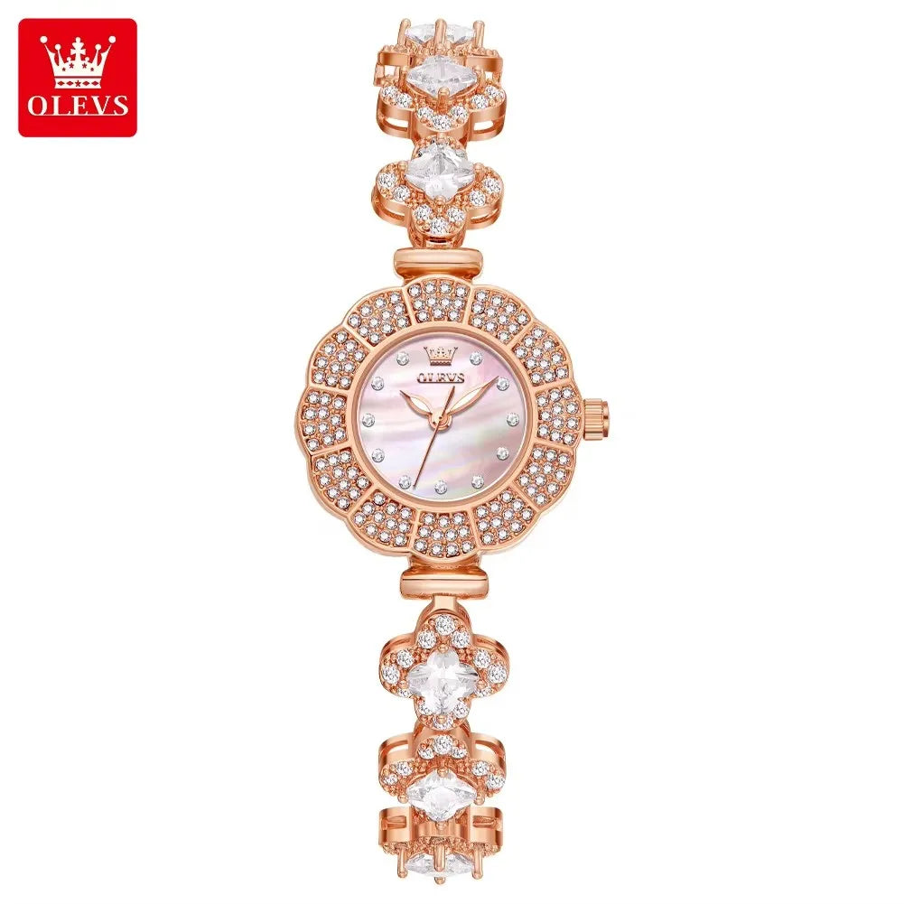 OLEVS 9813 Luxury Women's Quartz Watch – Diamond-Accented Waterproof Stainless Steel Bracelet Timepiece Mabel