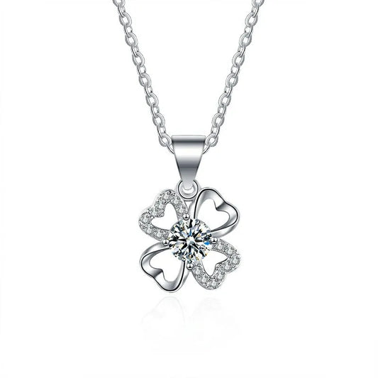 S925 Silver D-Color Moissanite Necklace – Elegant Flower Pendant
