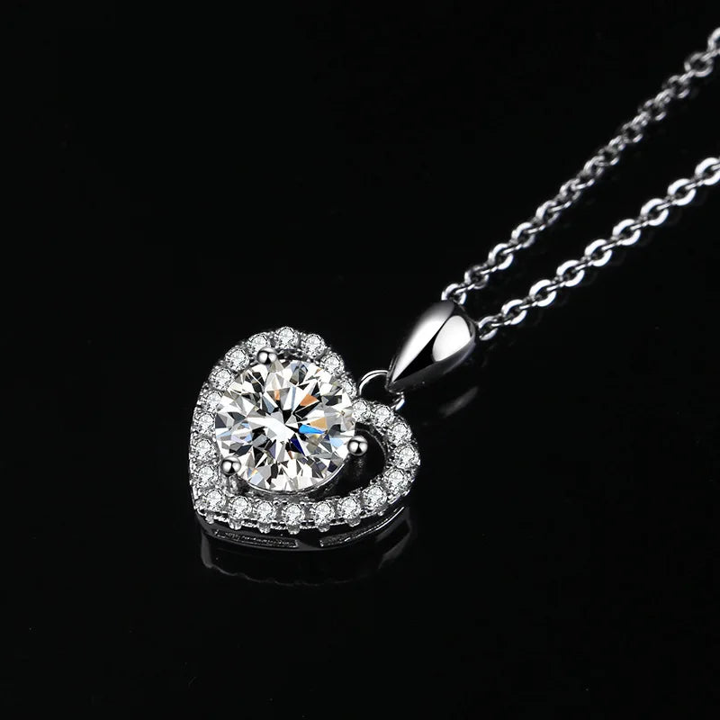 925 Sterling Silver Moissanite Pendant Necklace for Women – 2-3CT Simple Luxury Design, Perfect for Weddings & Holiday Gifts Lucie