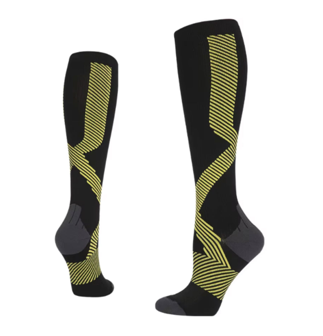 Men & Women's 4-Color Compression Socks for Outdoor Running & Riding Bottom Logo for Spring Marathons