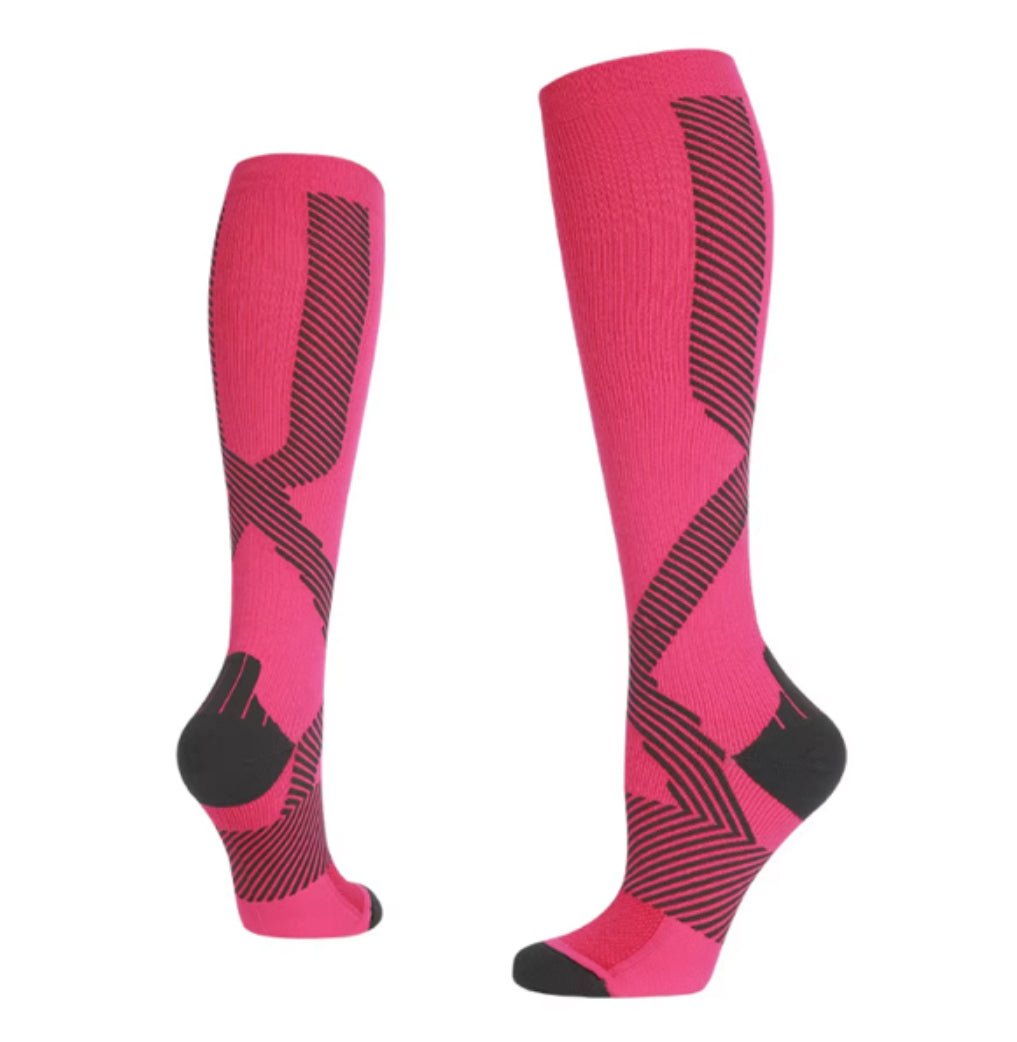 Men & Women's 4-Color Compression Socks for Outdoor Running & Riding Bottom Logo for Spring Marathons