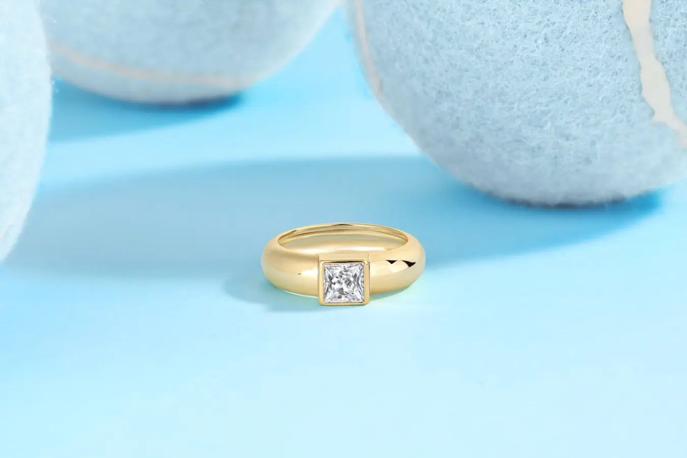 1CT 5.5mm Princess Cut Moissanite Ring – S925 Sterling Silver, 18K Gold Plated Women's Valentine’s Day Gift