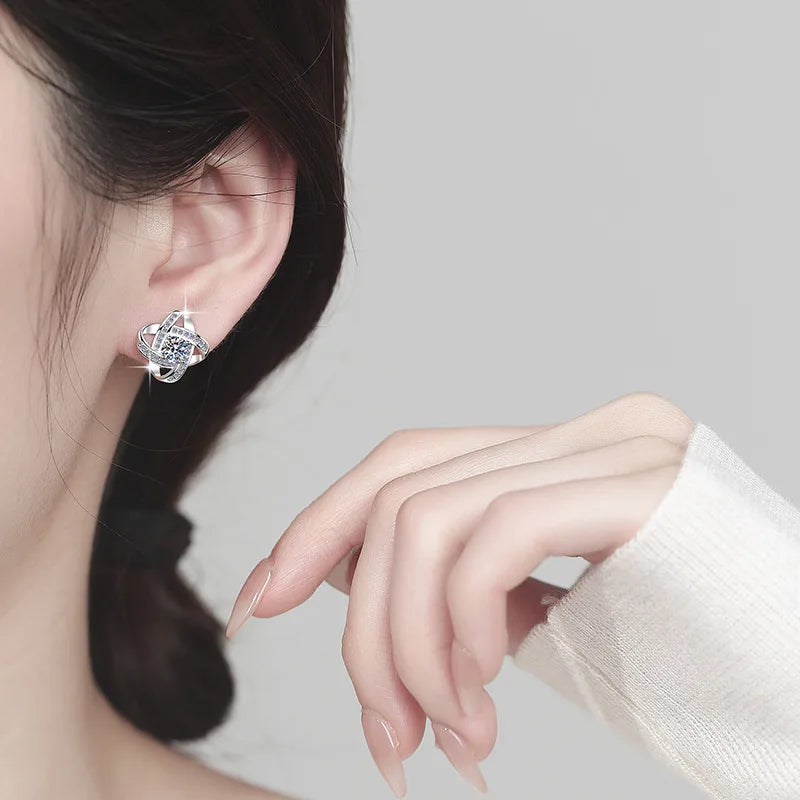 Light Luxury 0.5Ct VVS1 Moissanite Jewelry Set – 925 Sterling Silver Stud Earrings & Pendant Necklace for Women Bettina