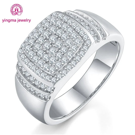 925 Sterling Silver Men’s Ring with White D VVS1 Brilliant Cut Moissanite – Iced Out Hip Hop Fine Jewelry Giorgos