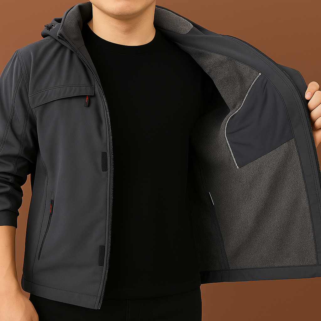 Men's Cotton-Padded Winter Jacket - Fleece-Lined Hardshell Multi-Pocket Warm Coat Grover