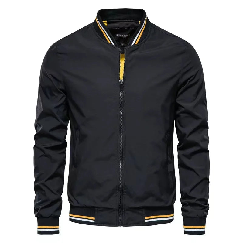 Men's Casual Windbreaker Jacket - Lightweight Stand Collar Coat for Spring & Autumn Rocky