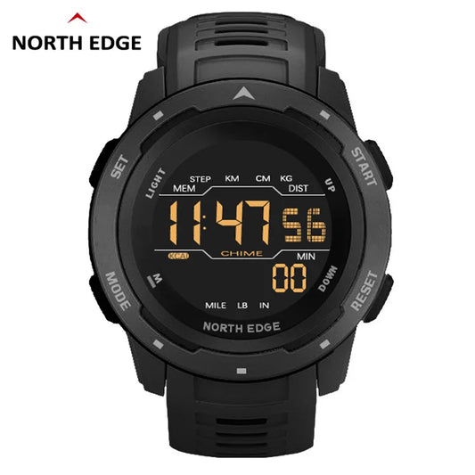 North Edge MARS Men’s Digital Sports Watch – Steel Band LED Electronic Wristwatch for Active Lifestyles
