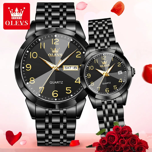 OLEVS 9970 Fashion Quartz Watches: Affordable Business Wrist Watches for Men & Women | Perfect Couple Gift Set