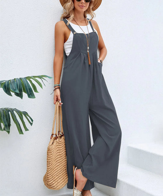 Women's Casual Loose Jumpsuit | Sleeveless Strap Overalls Romper, Plus-Size Trousers for Everyday Style Marie