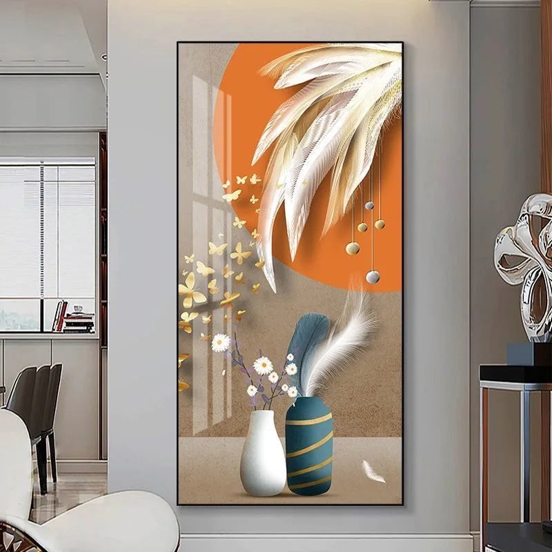 100x50CM Large Aluminum Alloy Frame Crystal Wall Art – 2025 Home Gallery Hanging Decor Artwork