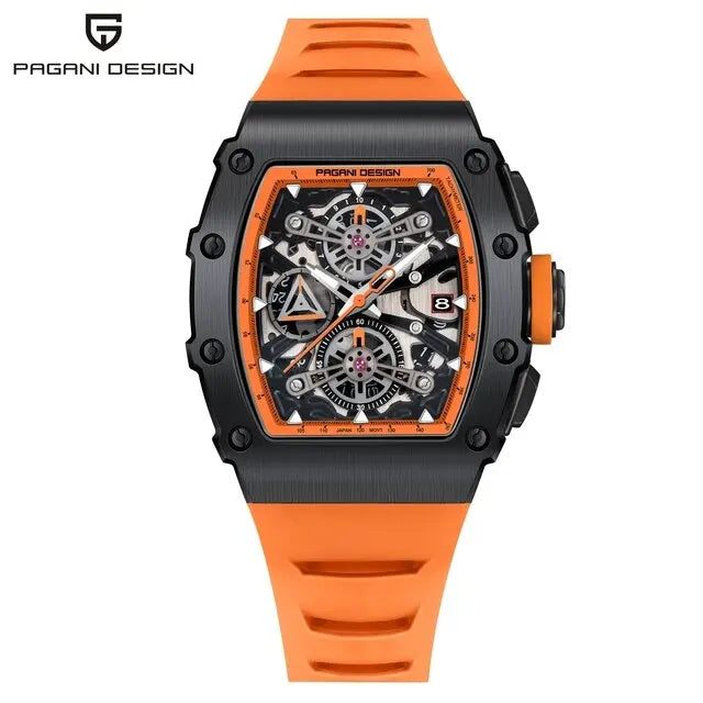 PAGANI DESIGN YS011 Men's 40MM Barrel Quartz Watch – Fashion Casual Chronograph with Sapphire Glass