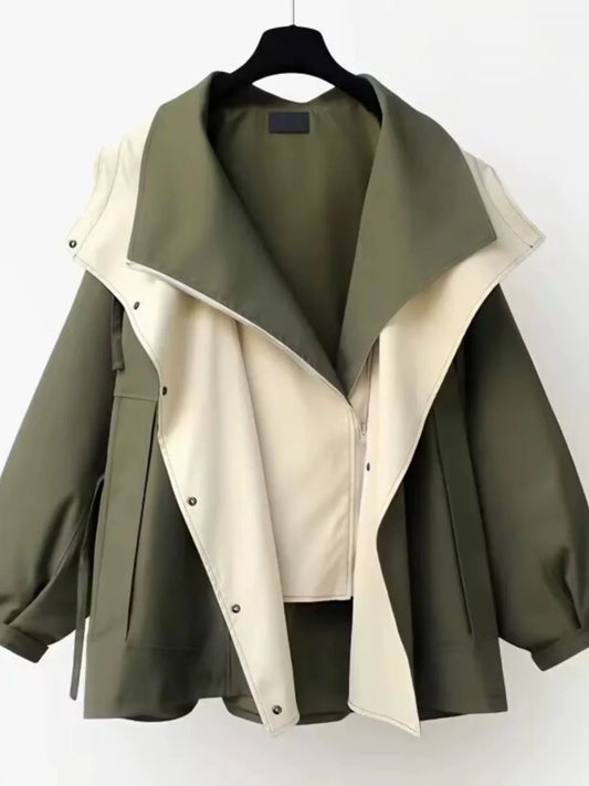 Autumn Mid‑Length Retro Women’s Coat – High‑End Waist‑Cinched Design Ariane