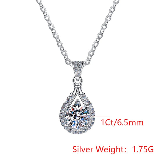 Fine Jewelry: Husky Pear-Shaped Diamond Pendant Necklace – S925 Sterling Silver VVS1 Moissanite Chain for Women