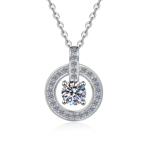 1ct Round Cut Moissanite Necklace Pendant – Fine Jewelry, D Color VVS1 Diamond Alternative, S925 Sterling Silver, Anniversary & Wedding Gift