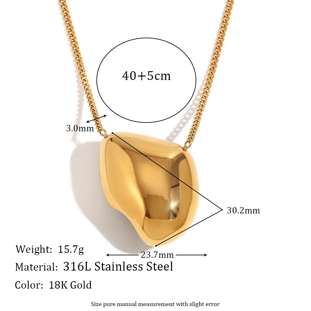 Vintage 18K Gold Titanium Steel Pendant Necklace – Retro Fashion Jewelry for Women