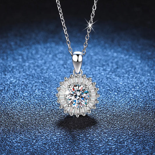 Classic Moissanite Pendant Necklace | Sterling Silver Anniversary & Engagement Gift Una