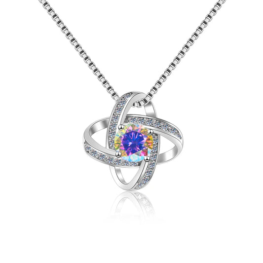 Fine Glamorous Jewelry: 1CT Round Cut VVS1 Blue Moissanite Pendant Necklace in S925 Sterling Silver – Perfect Women’s Gift