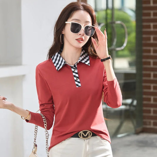 Women's Spring T-Shirt - Zipper Lapel Stand Collar, New Style