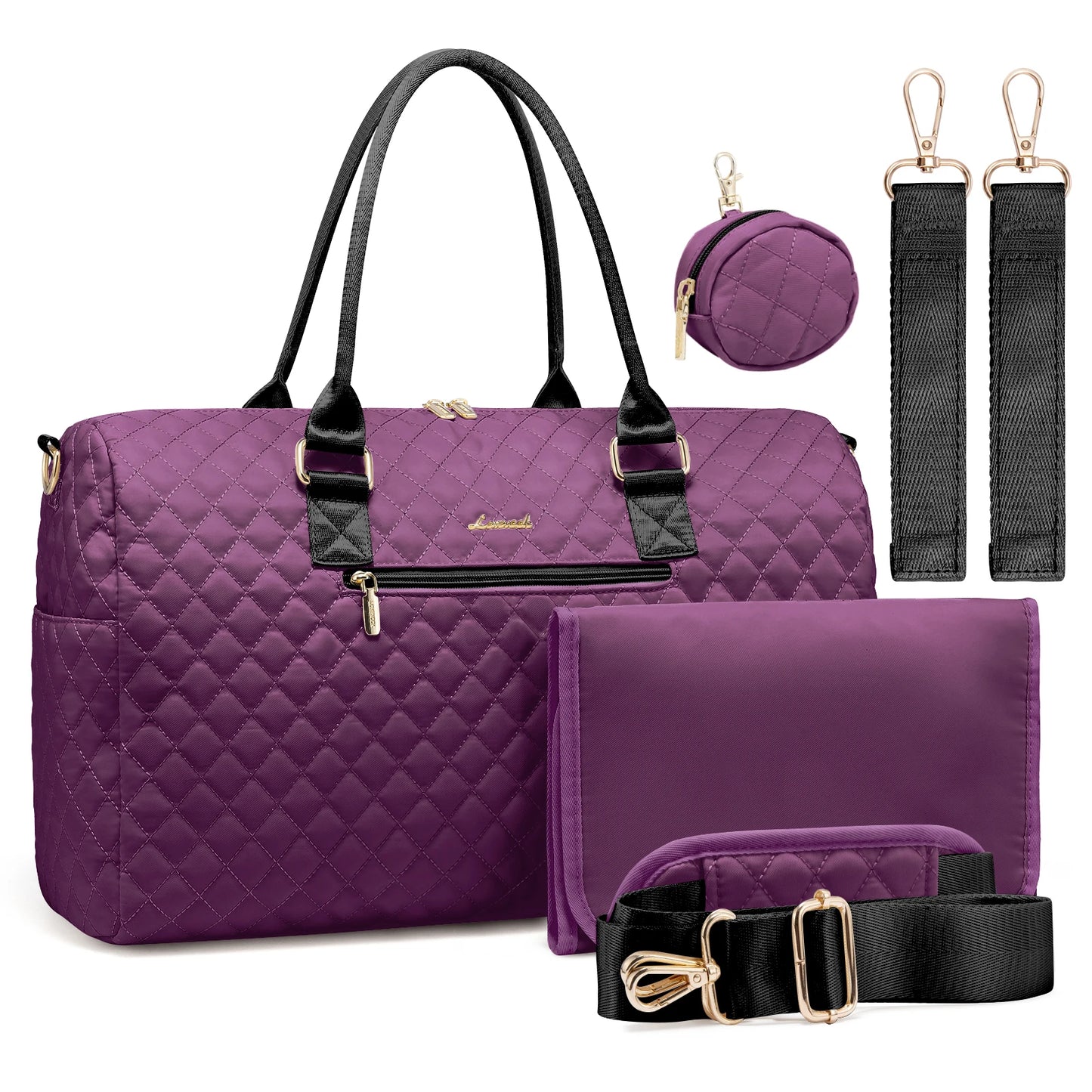 Waterproof Mommy Travel Bag | Large Capacity Duffle with Changing Pad & Pacifier Case Sarah
