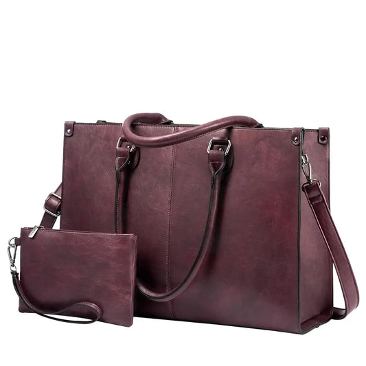 LOVEVOOK Women's PU Leather Tote - High-Quality 15.6-Inch Laptop Bag, Large Capacity Handbag Juliette