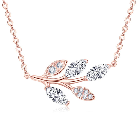 0.90ct Marquise‑Cut Moissanite Pendant Necklace in 925 Sterling Silver – Leaf Design for Women