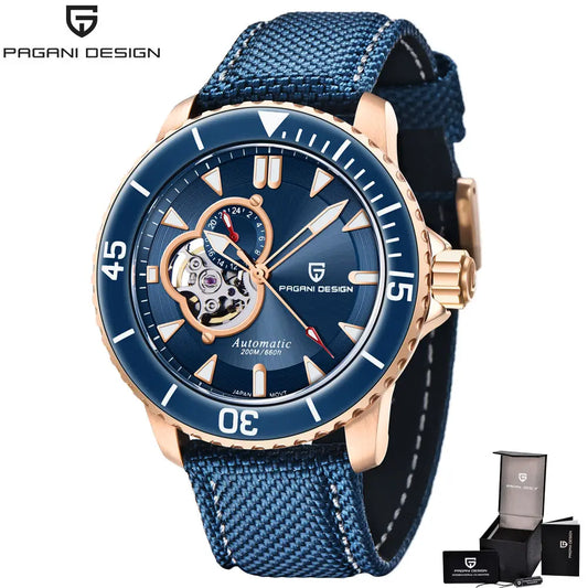 PAGANI DESIGN PD‑1674 Men’s Skeleton Automatic Mechanical Watch | Japan NH39 Movement, Stainless Steel, 20ATM (200M) Waterproof Luxury Wristwatch