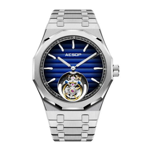 AESOP 7057 Luxury Skeleton Tourbillon Watch for Men – Stainless Steel Automatic Mechanical, Sapphire Crystal, Waterproof